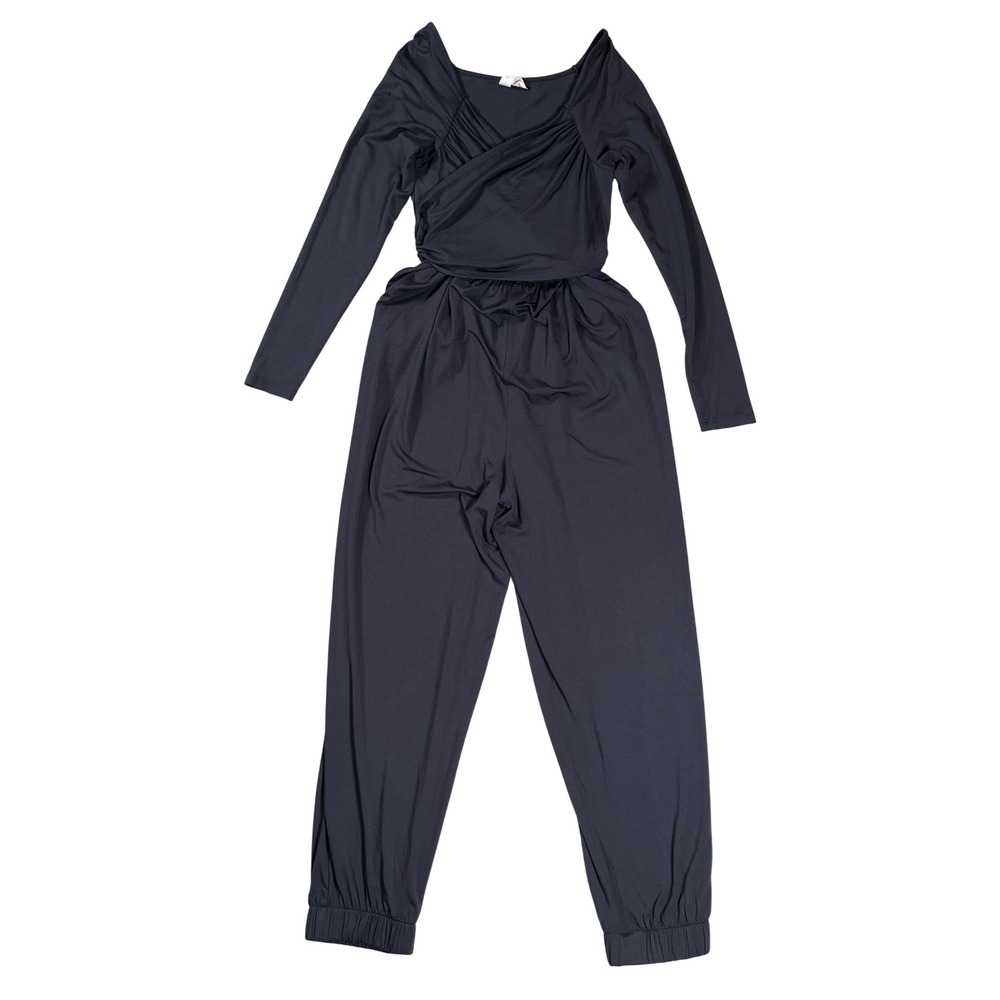 Anthropologie Daily Practice Robi Wrap Jumpsuit Women XS Black Tie Waist Comfort
